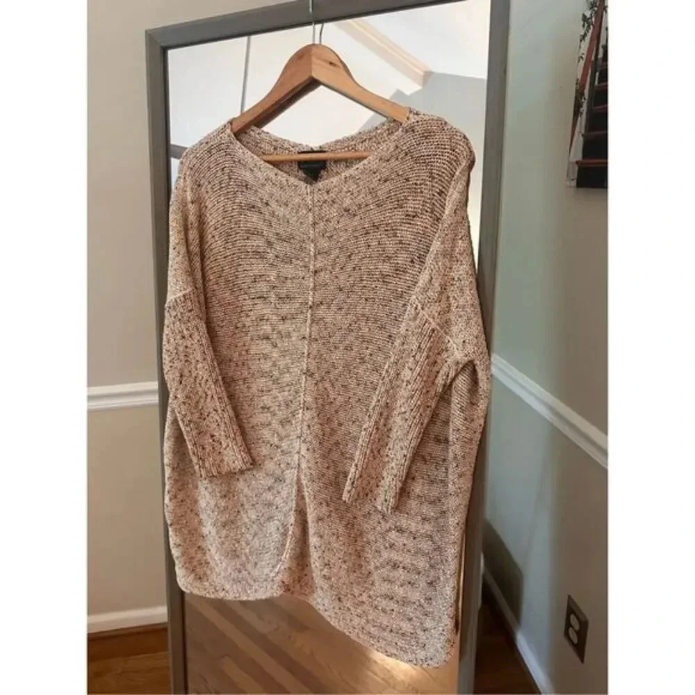 Pure Handknit cotton Crew Neck Sweater Tan/M/L‎